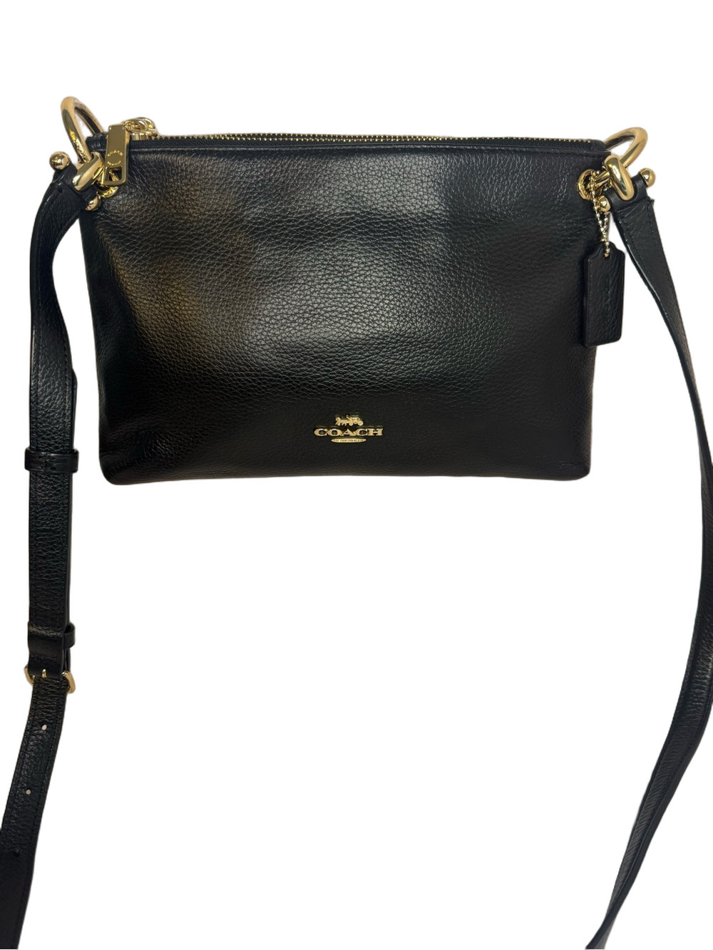 #427 Coach Mia Black Pebbled Leather Crossbody Bag